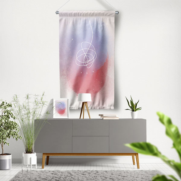 Pastel Soyut Sulu Boya Minimal Duvar Flaması 6293