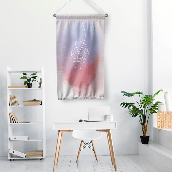 Pastel Soyut Sulu Boya Minimal Duvar Flaması 6293