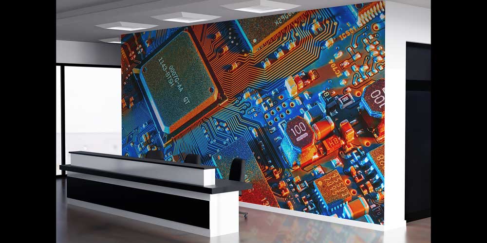 Renkli İşlemci ve Devre Kartı Desenli Teknoloji Duvar Kağıdı 5398