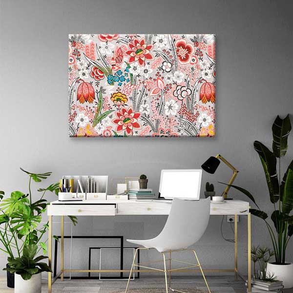 Desenli Stilize Çiçek Motifli Kanvas Tablo 4229