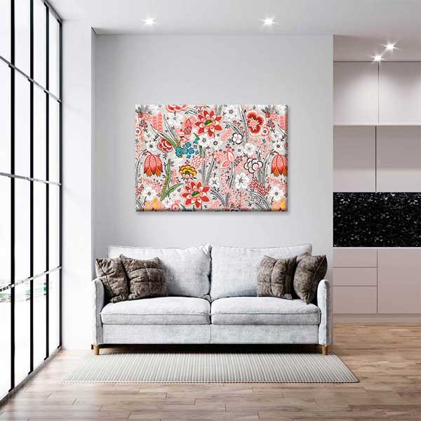 Desenli Stilize Çiçek Motifli Kanvas Tablo 4229