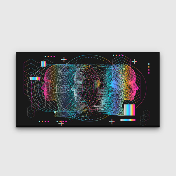 Çoklu Dijital Zihinler Veri Katmanlı Modern Dijital Sanat Kanvas Duvar Tablosu 4786