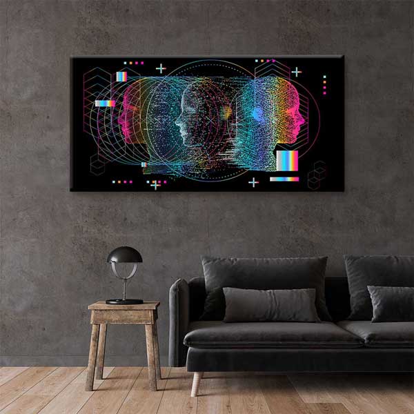 Çoklu Dijital Zihinler Veri Katmanlı Modern Dijital Sanat Kanvas Duvar Tablosu 4786