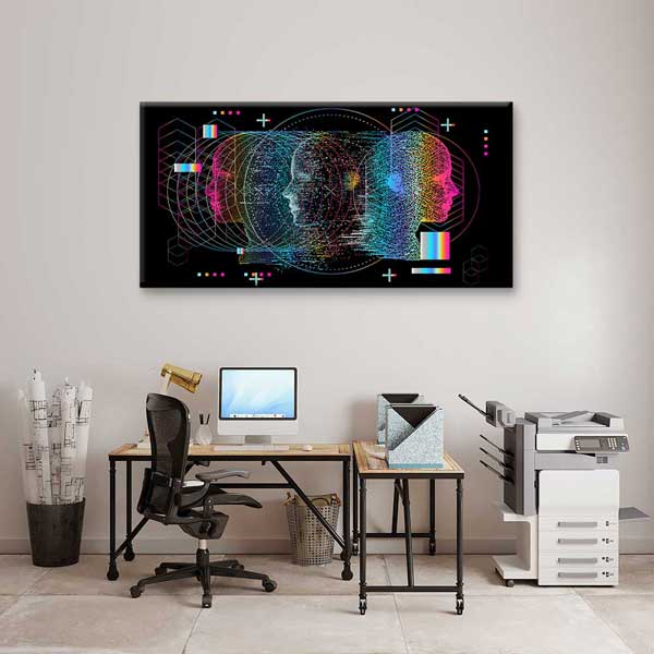 Çoklu Dijital Zihinler Veri Katmanlı Modern Dijital Sanat Kanvas Duvar Tablosu 4786