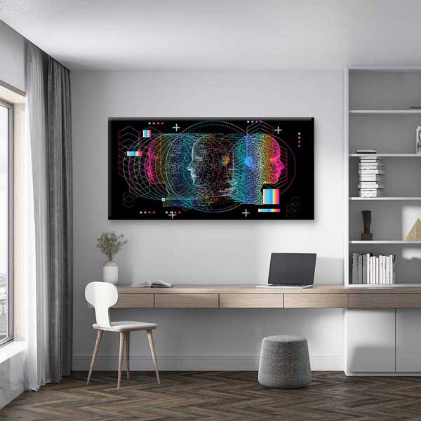 Çoklu Dijital Zihinler Veri Katmanlı Modern Dijital Sanat Kanvas Duvar Tablosu 4786