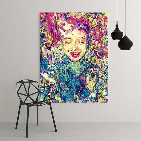 Renk Patlaması Ekspresyonist Dijital Portre Kanvas Duvar Tablosu 4821