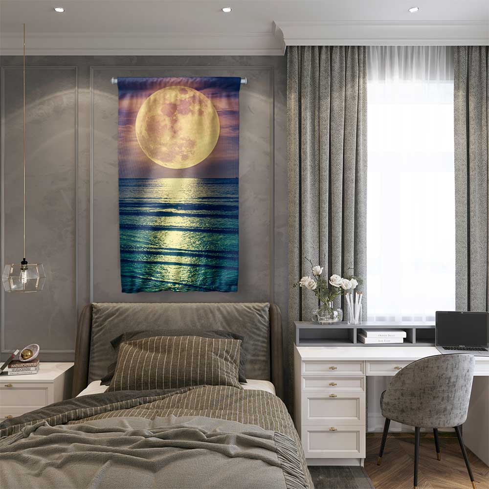 Dolunay ve Deniz Yansıması Duvar Flaması 4447