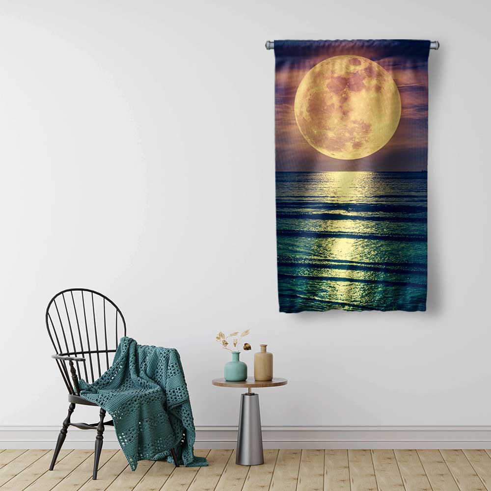 Dolunay ve Deniz Yansıması Duvar Flaması 4447