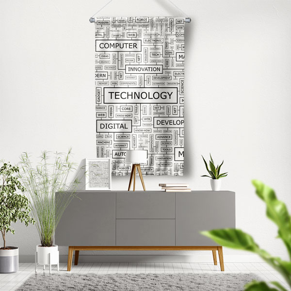 Teknoloji ve Dijital İnovasyon Yazılı Duvar Flaması 5516
