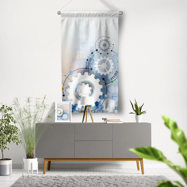 Endüstriyel Dişli Çark Tasarımlı Duvar Flaması 5518