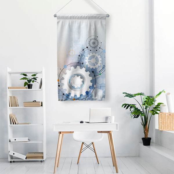 Endüstriyel Dişli Çark Tasarımlı Duvar Flaması 5518