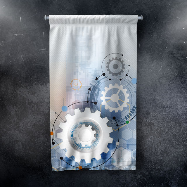 Endüstriyel Dişli Çark Tasarımlı Duvar Flaması 5518