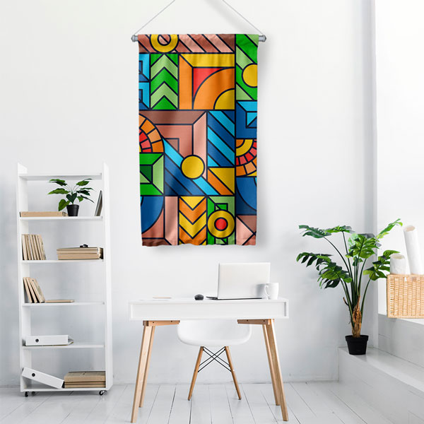 Renkli Geometrik Desenli Duvar Flaması 5630