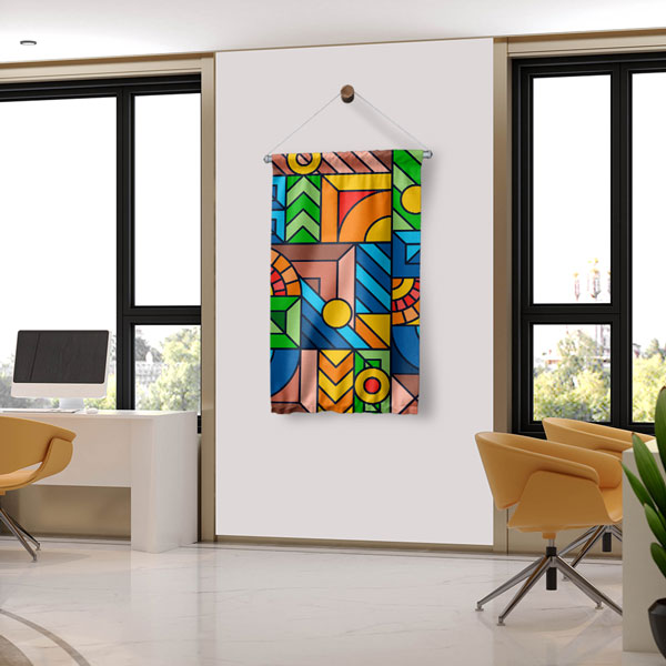 Renkli Geometrik Desenli Duvar Flaması 5630