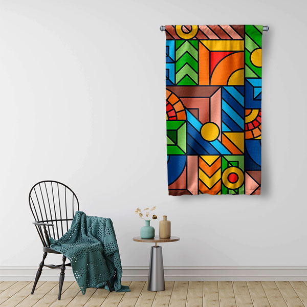 Renkli Geometrik Desenli Duvar Flaması 5630