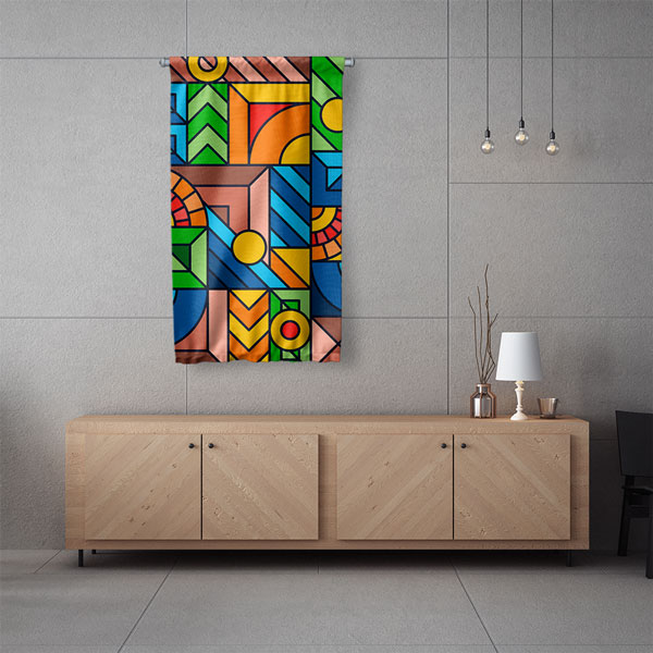 Renkli Geometrik Desenli Duvar Flaması 5630