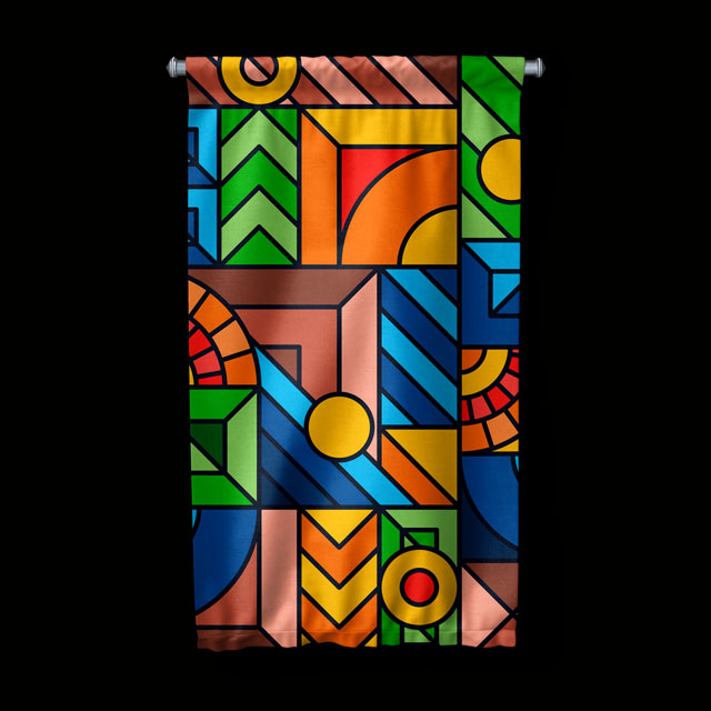 Renkli Geometrik Desenli Duvar Flaması 5630