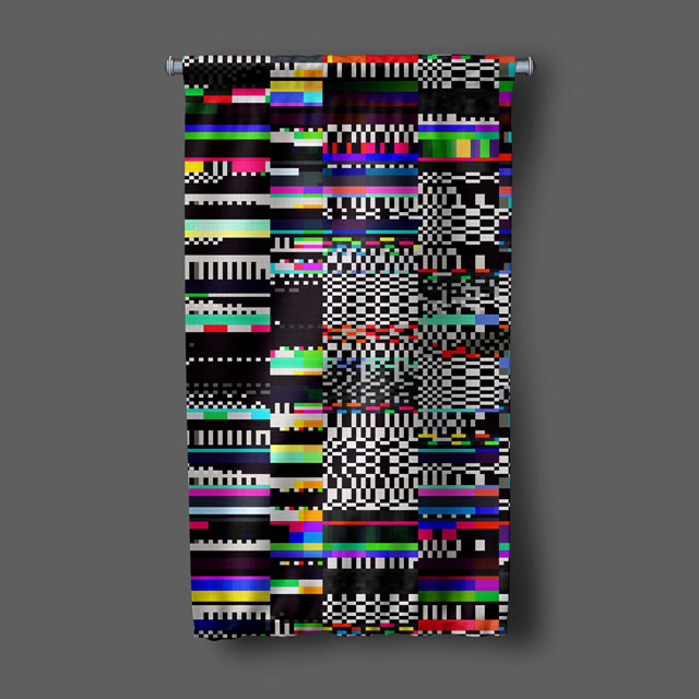 Glitch Efektli Dijital Desenli Duvar Flaması 5425