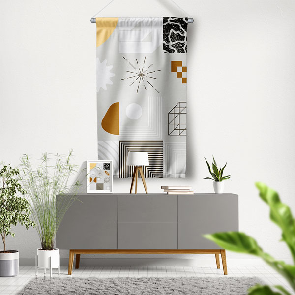 Modern Geometrik Desenli Emlak Temalı Duvar Flaması 5623