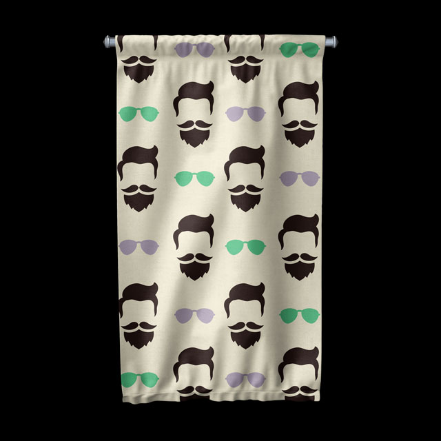 Minimalist Sakallı Erkek ve Renkli Gözlük Desenli Berber Duvar Flaması Kumaş Baskı 5776