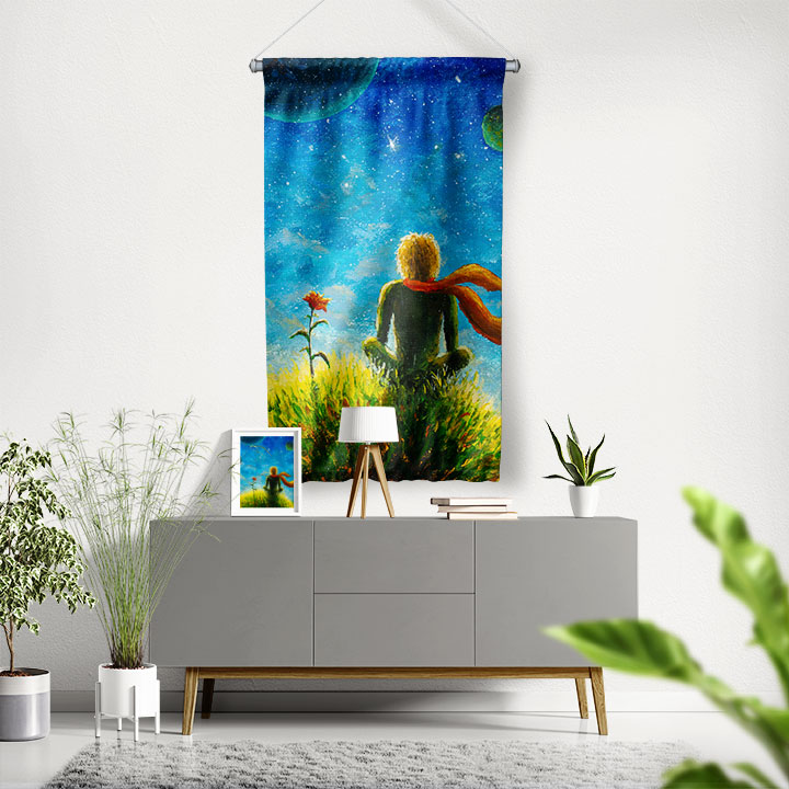 Küçük Prens Uzay Temalı Duvar Flaması 4371
