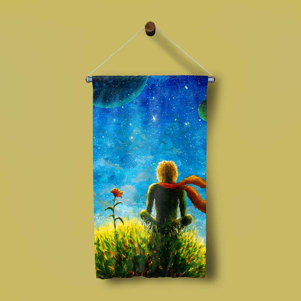 Küçük Prens Uzay Temalı Duvar Flaması 4371