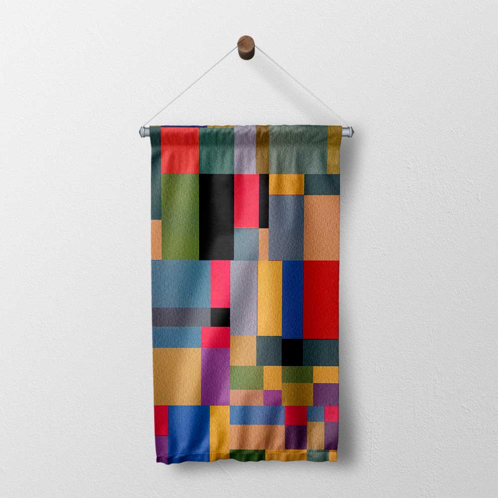 Geometrik Renk Blokları Soyut Sanat Duvar Flaması 4200