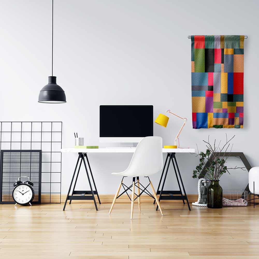 Geometrik Renk Blokları Soyut Sanat Duvar Flaması 4200