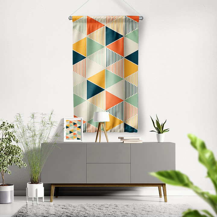 Modern Üçgen Desenli Geometrik Duvar Flaması 4201