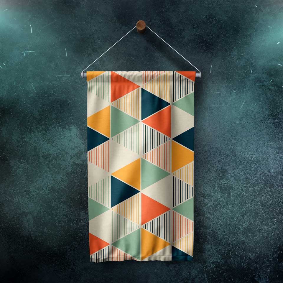 Modern Üçgen Desenli Geometrik Duvar Flaması 4201