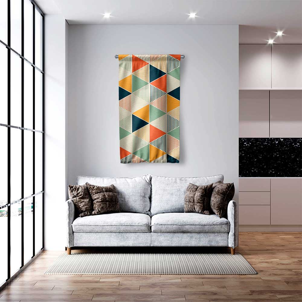 Modern Üçgen Desenli Geometrik Duvar Flaması 4201