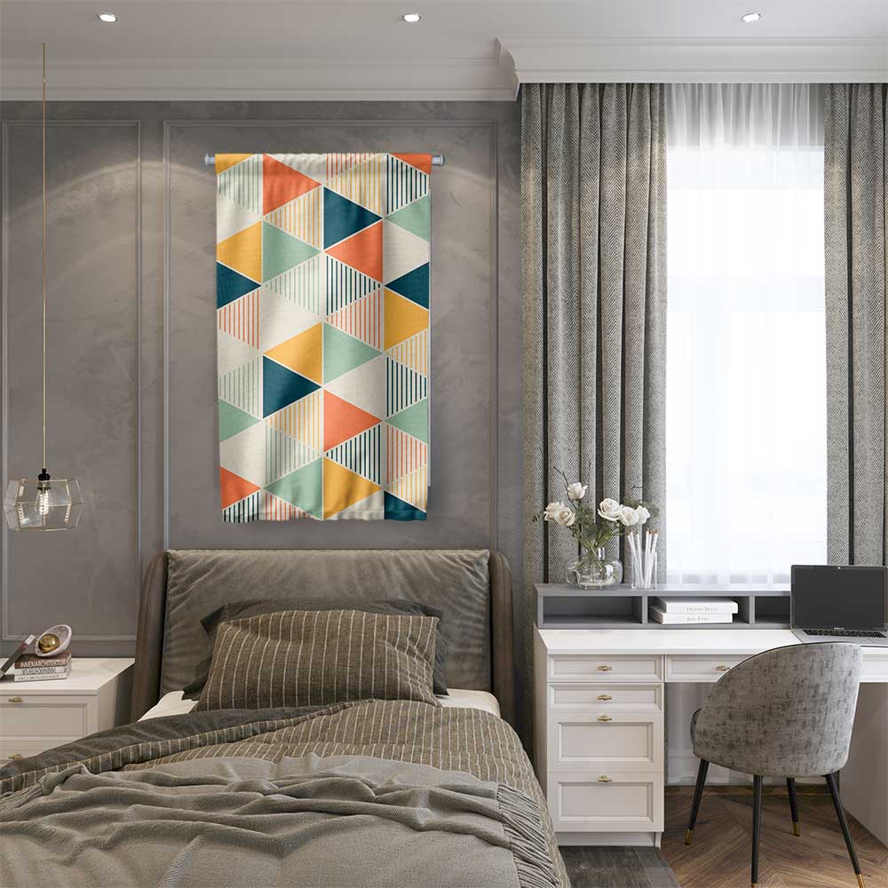 Modern Üçgen Desenli Geometrik Duvar Flaması 4201