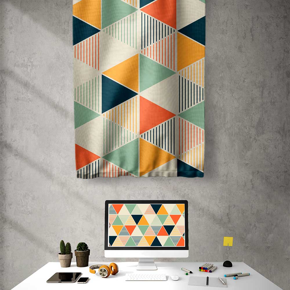 Modern Üçgen Desenli Geometrik Duvar Flaması 4201