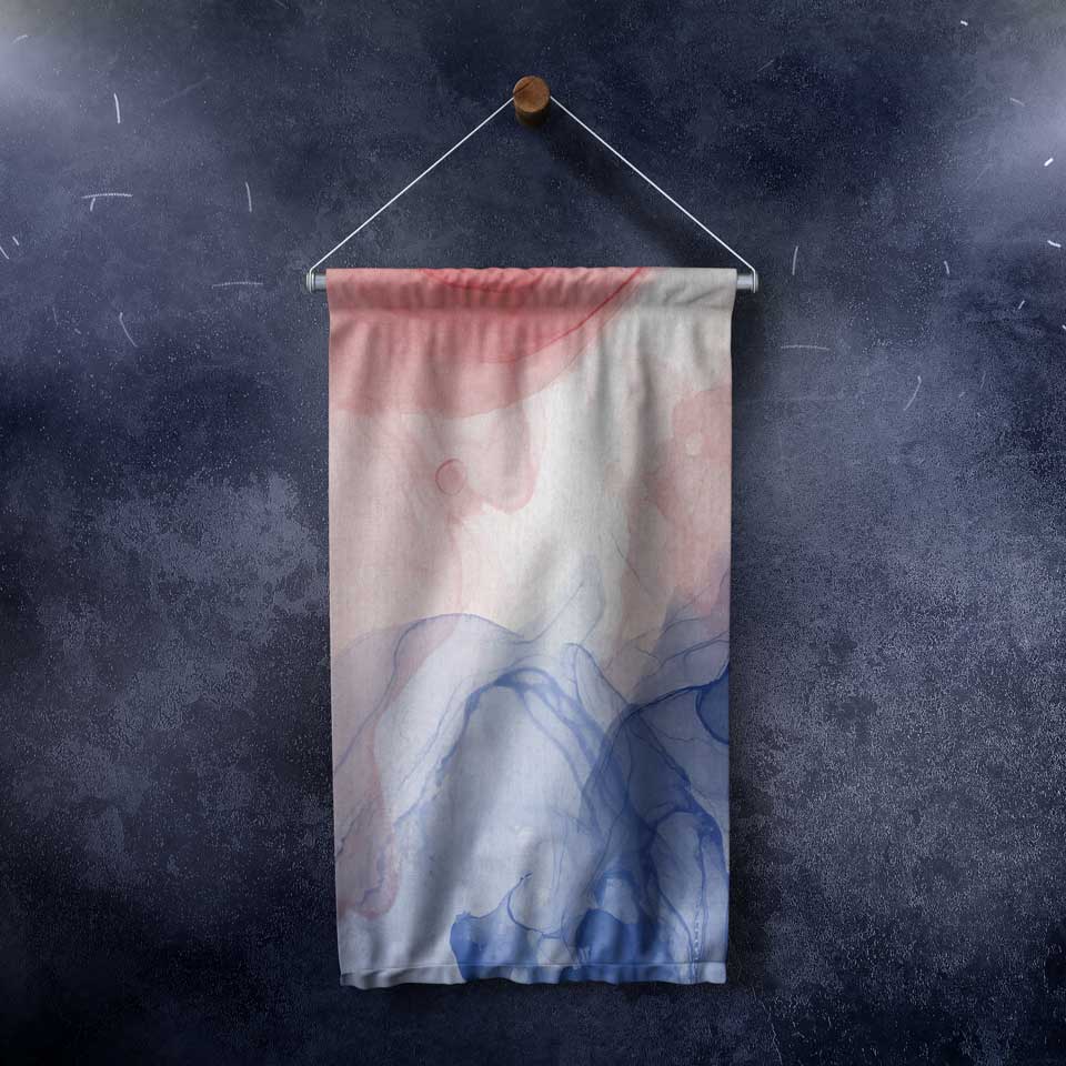 Pastel Mavi ve Pembe Soyut Sanat Duvar Flaması 4206