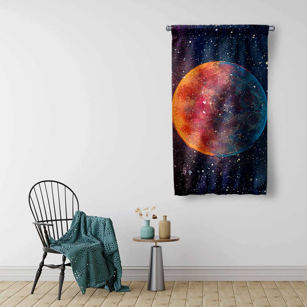 Renkli Gezegen Uzay Temalı Duvar Flaması 4367