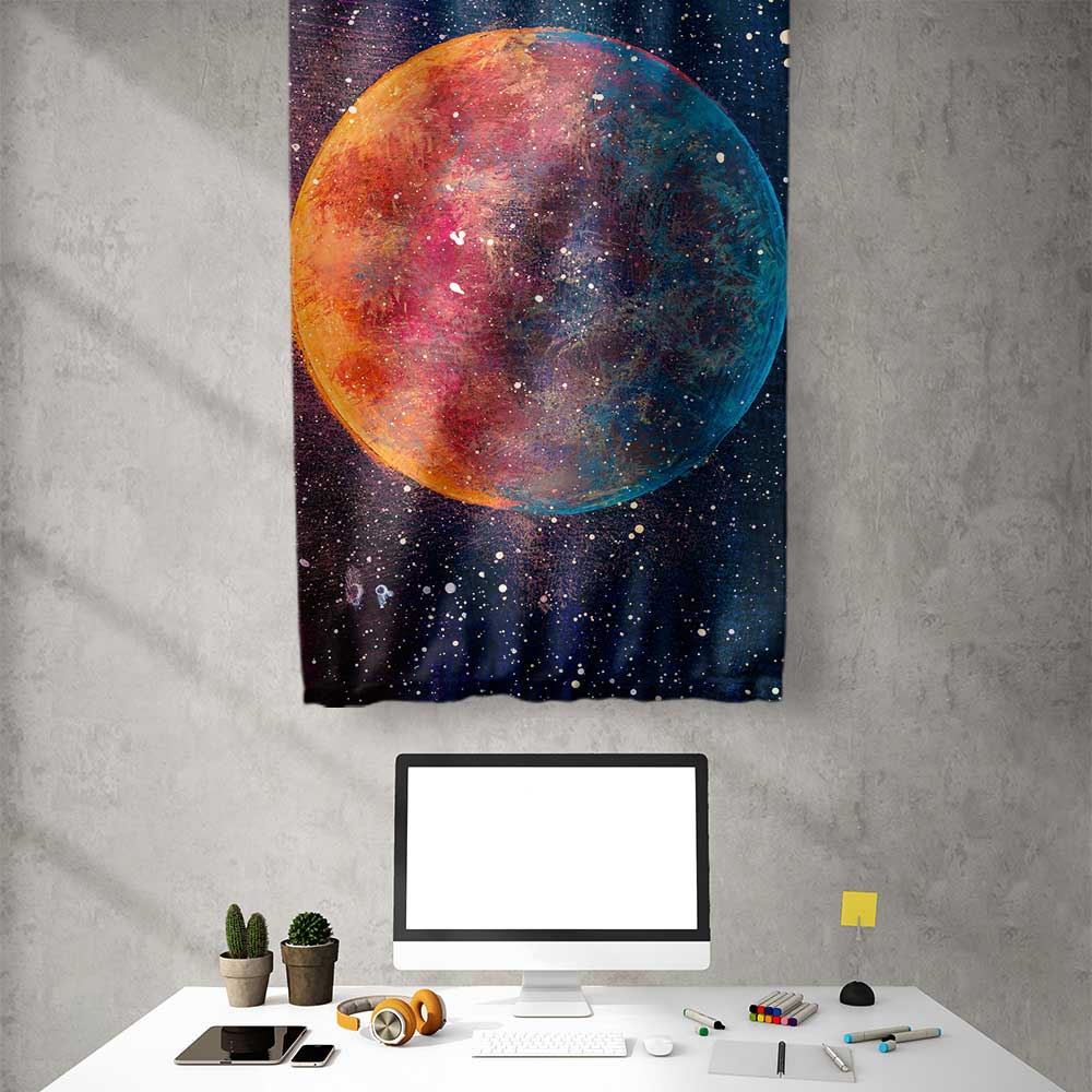 Renkli Gezegen Uzay Temalı Duvar Flaması 4367