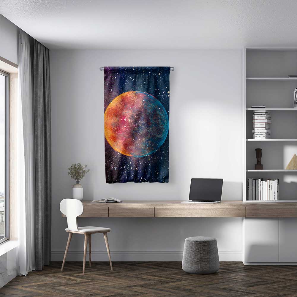 Renkli Gezegen Uzay Temalı Duvar Flaması 4367