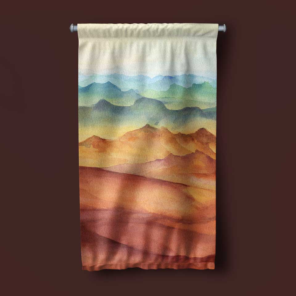 Pastel Dağ Silüeti Manzaralı Duvar Flaması 4449