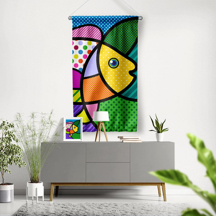 Pop Art Balık Duvar Flaması 4976