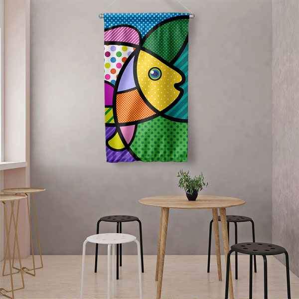 Pop Art Balık Duvar Flaması 4976