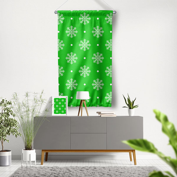 Kar Tanesi Desenli Renkli Duvar Flaması 5198