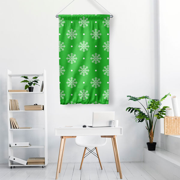 Kar Tanesi Desenli Renkli Duvar Flaması 5198