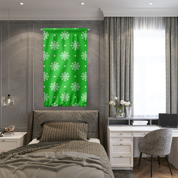 Kar Tanesi Desenli Renkli Duvar Flaması 5198