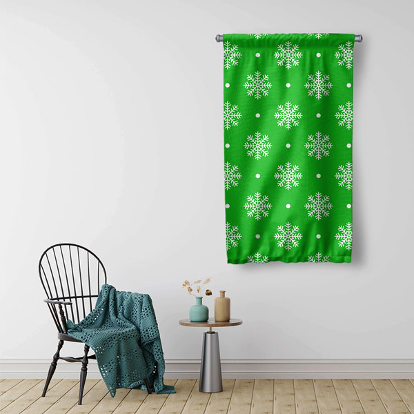 Kar Tanesi Desenli Renkli Duvar Flaması 5198