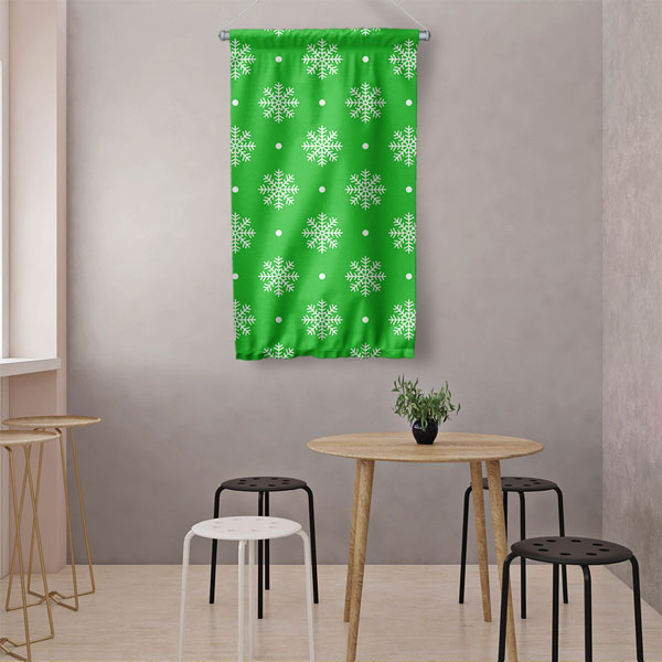 Kar Tanesi Desenli Renkli Duvar Flaması 5198