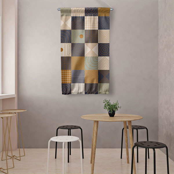 Modüler Geometrik Desen Sanatı Duvar Flaması 5200