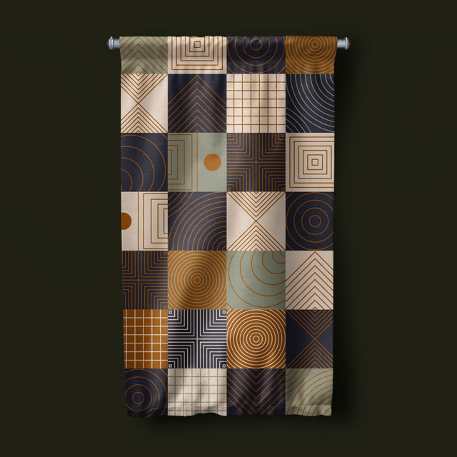 Modüler Geometrik Desen Sanatı Duvar Flaması 5200