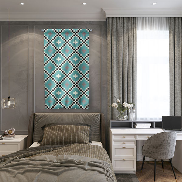 Baklava Motifli Geometrik Desen Sanatı Duvar Flaması 5201