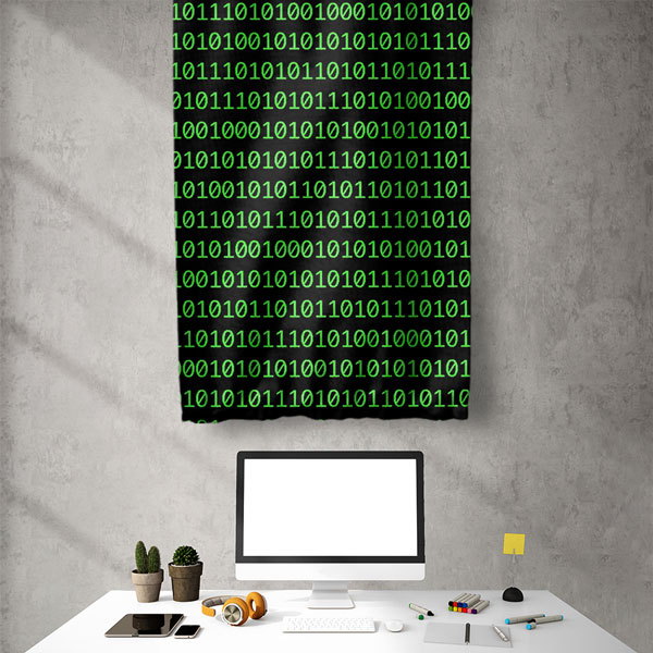 Binary Kod Desenli Teknoloji Duvar Flaması 5424