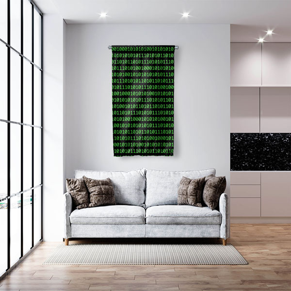Binary Kod Desenli Teknoloji Duvar Flaması 5424